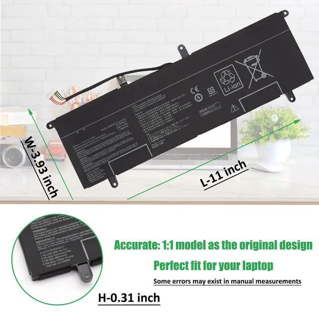 Alt view image 5 of 7 - C41N1901 Laptop Battery Replacement for Asus ZenBook Duo UX481 UX481FA UX481FL UX481FLY UX481F X481FL UX481FL-BM002T UX481FA-BM020R UX481FL-BP1505T Series Notebook 15.4V 70Wh