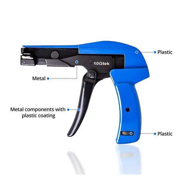 Alt view image 2 of 7 - Cable Tie Gun - Fastening and Cutting Tool with Handle Special for Nylon Cable Tie Fasten and Cut Cables in Blue