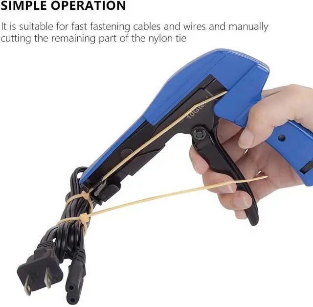 Alt view image 4 of 7 - Cable Tie Gun - Fastening and Cutting Tool with Handle Special for Nylon Cable Tie Fasten and Cut Cables in Blue