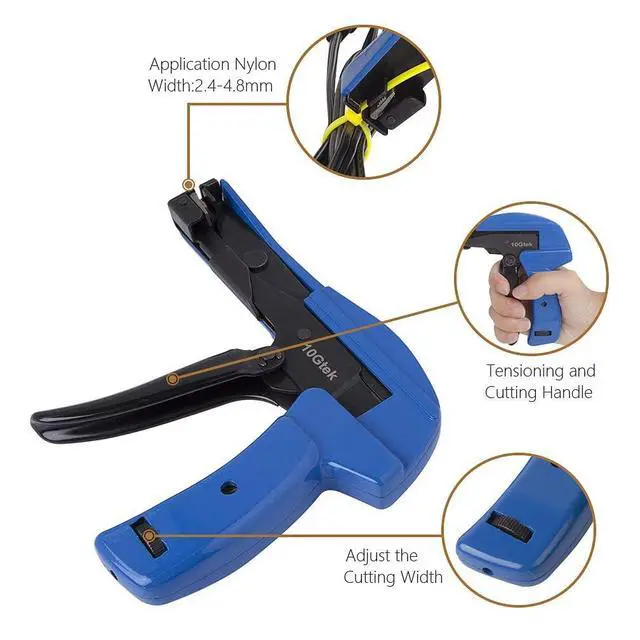 Alt view image 6 of 7 - Cable Tie Gun - Fastening and Cutting Tool with Handle Special for Nylon Cable Tie Fasten and Cut Cables in Blue