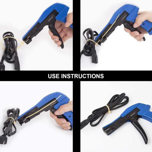 Alt view image 5 of 7 - Cable Tie Gun - Fastening and Cutting Tool with Handle Special for Nylon Cable Tie Fasten and Cut Cables in Blue