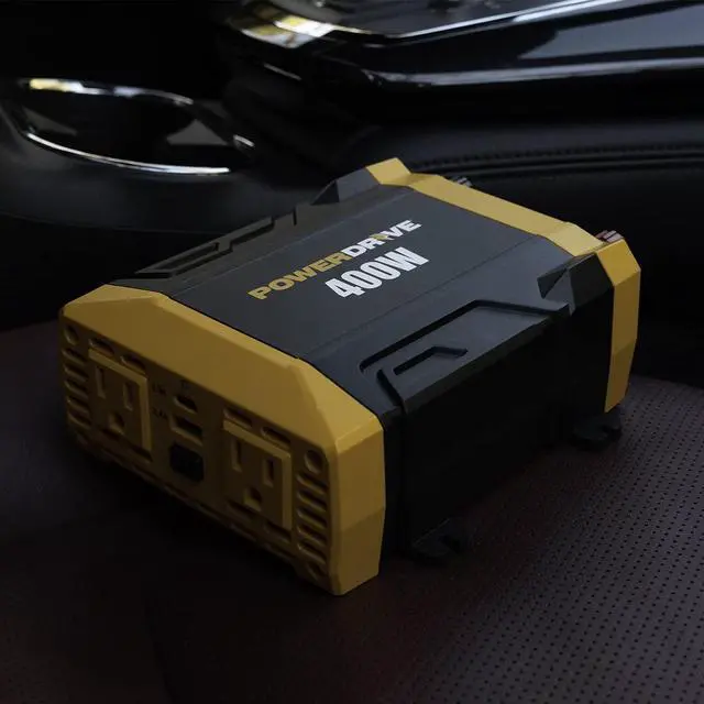 Alt view image 2 of 7 - PWD400 400 Watt Power Inverter 12v DC to 110v AC with 2 Outlets and 2 Ports