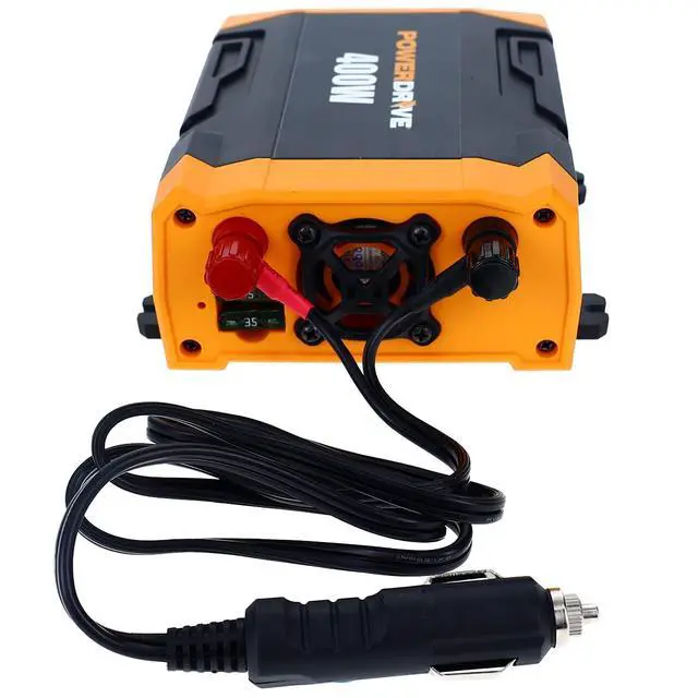Alt view image 4 of 7 - PWD400 400 Watt Power Inverter 12v DC to 110v AC with 2 Outlets and 2 Ports