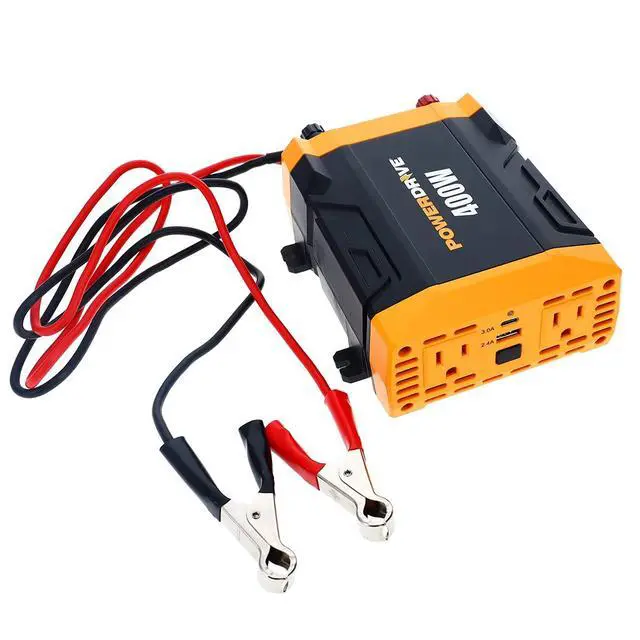 Alt view image 5 of 7 - PWD400 400 Watt Power Inverter 12v DC to 110v AC with 2 Outlets and 2 Ports