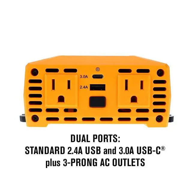 Alt view image 6 of 7 - PWD400 400 Watt Power Inverter 12v DC to 110v AC with 2 Outlets and 2 Ports