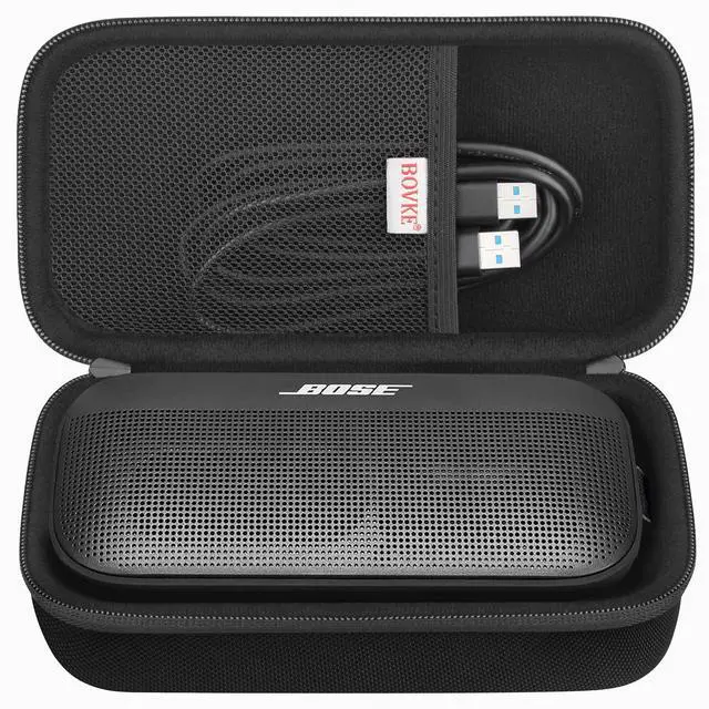 Main image of Hard Travel Speaker Case for Bose New SoundLink Flex Speaker (2nd Gen) / Bose SoundLink Flex Bluetooth Portable Speaker, Extra Mesh Pocket for Bose Speaker Charger, Charging Cables, Black