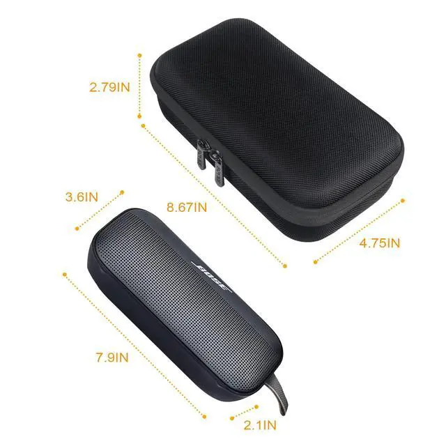 Alt view image 5 of 7 - Hard Travel Speaker Case for Bose New SoundLink Flex Speaker (2nd Gen) / Bose SoundLink Flex Bluetooth Portable Speaker, Extra Mesh Pocket for Bose Speaker Charger, Charging Cables, Black
