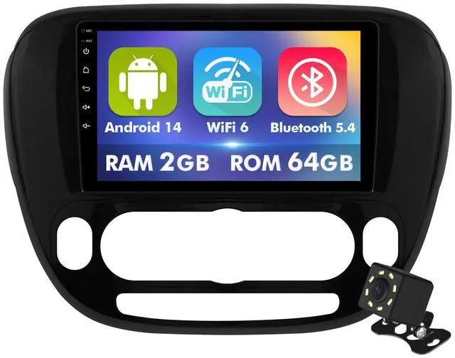 Main image of 9 Inch IPS Touchscreen Android 14 Car Stereo for Kia Soul 2014-2019 with Wireless CarPlay & Android Auto 2+64GB Car Radio, Support WiFi 6, Bluetooth,5.4, Backup Camera, SWC