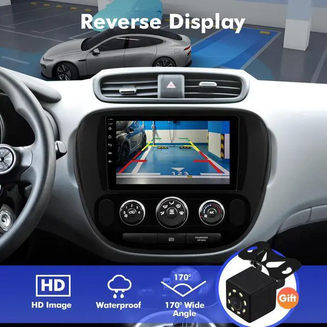 Alt view image 4 of 7 - 9 Inch IPS Touchscreen Android 14 Car Stereo for Kia Soul 2014-2019 with Wireless CarPlay & Android Auto 2+64GB Car Radio, Support WiFi 6, Bluetooth,5.4, Backup Camera, SWC