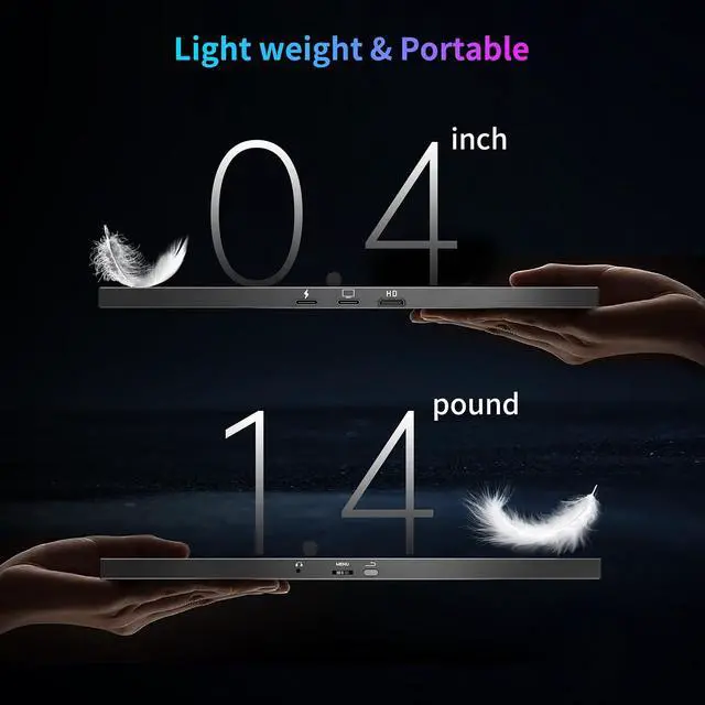 Alt view image 5 of 7 - 16" 144Hz FHD Portable Monitor,100% sRGB 1200P HDR Portable Gaming Monitor | Portable Monitor with USB-C HDMI VESA and Magic Cover,External Screen for Laptop,Mac,PC,Phone,PS5,Xbox,etc