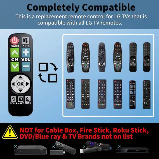 Alt view image 2 of 7 - Backlit Big Button TV Remote Replacement for LG TV with Cover & Hook, Universal Remote No Setup for Seniors People with Poor Vision,Parkinson's Disease Patient