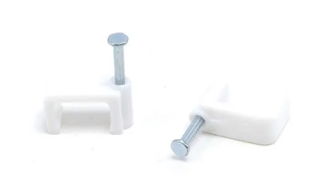 Main image of Dual Coaxial Cable Clips 1/2 in - 100 PCS, White | Indoor/Outdoor Cable Fasteners for Coax, Ethernet, CAT, Wires, and Tubing - Twin Wire Clips with Nails 1/2 Inch (12 mm)