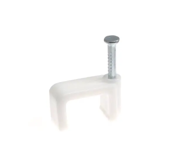 Alt view image 3 of 7 - Dual Coaxial Cable Clips 1/2 in - 100 PCS, White | Indoor/Outdoor Cable Fasteners for Coax, Ethernet, CAT, Wires, and Tubing - Twin Wire Clips with Nails 1/2 Inch (12 mm)
