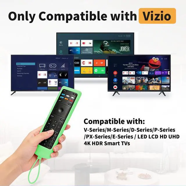 Alt view image 2 of 7 - (Pack of 2) Replacement Remote Control Fit Vizio Smart TV Remote with Anti-Lost Soft Glowing Silicone Cover & Mount Hook, Universal for Vizio All Smart LCD LED HD UHD HDR 4K TVs(Green & Pink)
