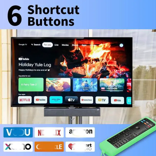 Alt view image 6 of 7 - (Pack of 2) Replacement Remote Control Fit Vizio Smart TV Remote with Anti-Lost Soft Glowing Silicone Cover & Mount Hook, Universal for Vizio All Smart LCD LED HD UHD HDR 4K TVs(Green & Pink)