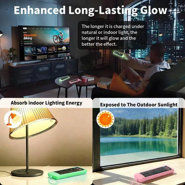 Alt view image 7 of 7 - (Pack of 2) Replacement Remote Control Fit Vizio Smart TV Remote with Anti-Lost Soft Glowing Silicone Cover & Mount Hook, Universal for Vizio All Smart LCD LED HD UHD HDR 4K TVs(Green & Pink)