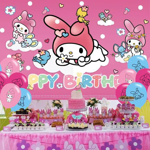 Alt view image 7 of 7 - My Melody Birthday Party Backdrop & Decoration - Pink Themed Happy Birthday Banner, 5x3ft