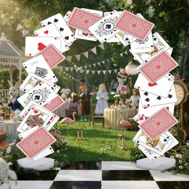 Alt view image 6 of 6 - Wonderland Tea Party Decoration 10 x 9 ft Tall Adjustable Poker Arch Stand with Water Fillable Base Wonderland Photo Props Decoration for Birthday Baby Shower Tea Party Supplies