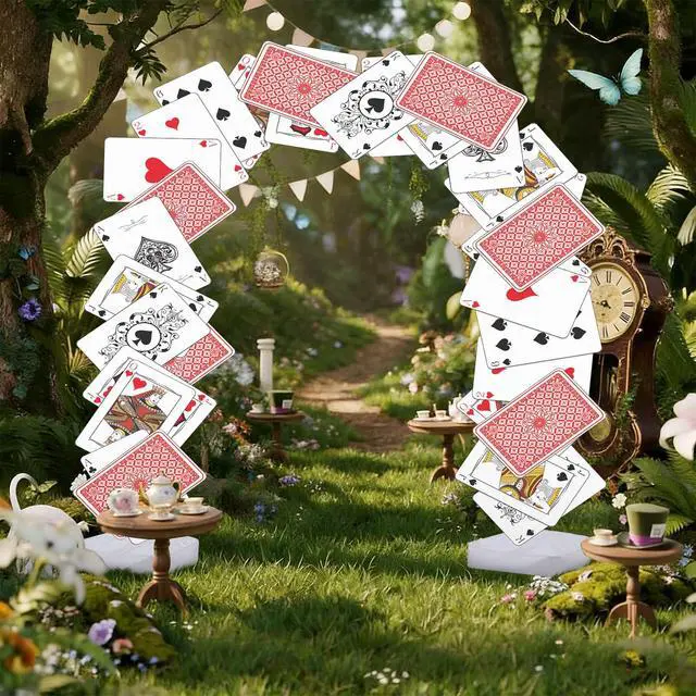 Alt view image 5 of 6 - Wonderland Tea Party Decoration 10 x 9 ft Tall Adjustable Poker Arch Stand with Water Fillable Base Wonderland Photo Props Decoration for Birthday Baby Shower Tea Party Supplies