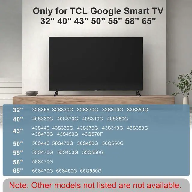 Alt view image 2 of 7 - TV Legs for TCL Google TV Stand Legs, for TCL Google TV Legs 32inch to 65inch with Screws & Instructions, Easy to Install