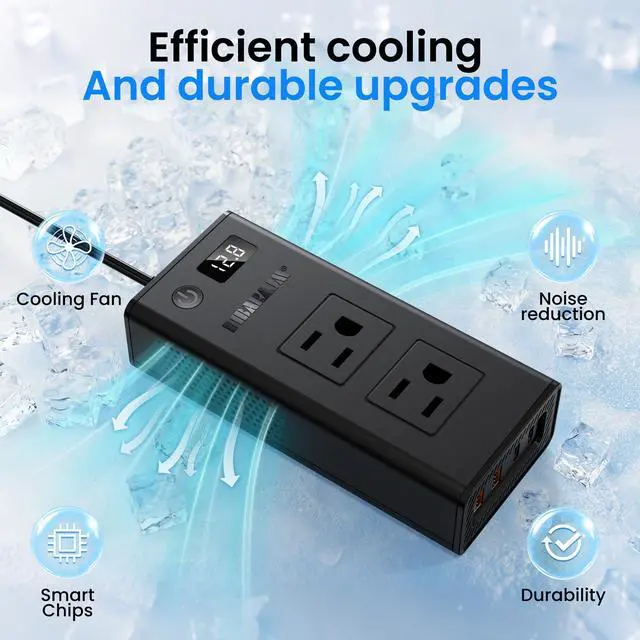 Alt view image 7 of 7 - 300W Car Voltage Converter Inverter DC 12V to AC 110V Ports Fast Charging Car Charger with Cigarette Lighter Plug with 2 Sockets and 4 USB for Business Trips and Vacation