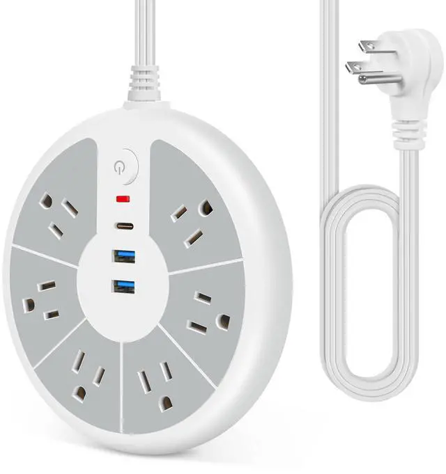 Main image of Ultra-Thin Cord Power Strip Fast USB C - 6-Outlet Power Strip Surge Protector with 3 USB Ports - Compact Charging Station Plug Extender for Desk, Office, Computer, Charger, Electronic Accessories