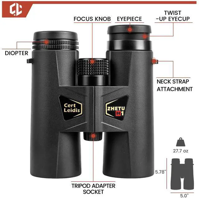 Alt view image 5 of 7 - ED 10x42 Professional Binoculars for Adults High Powered, Fully Multi-Coated Lenses, Super Bright BAK4 Prism Waterproof Compact Binoculars for Bird Watching Hunting Stargazing Hiking Cruise Travel