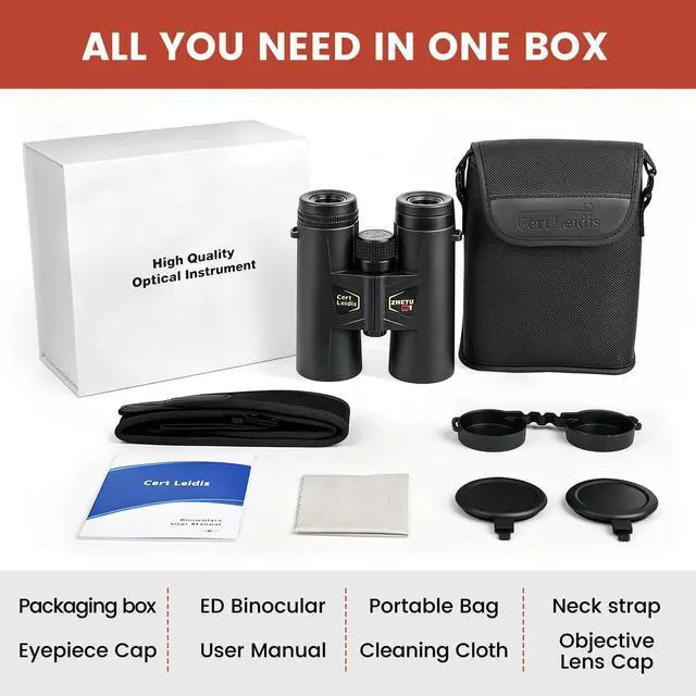 Alt view image 7 of 7 - ED 10x42 Professional Binoculars for Adults High Powered, Fully Multi-Coated Lenses, Super Bright BAK4 Prism Waterproof Compact Binoculars for Bird Watching Hunting Stargazing Hiking Cruise Travel