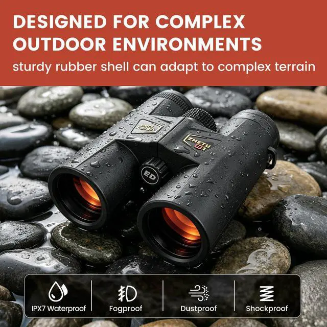 Alt view image 6 of 7 - ED 10x42 Professional Binoculars for Adults High Powered, Fully Multi-Coated Lenses, Super Bright BAK4 Prism Waterproof Compact Binoculars for Bird Watching Hunting Stargazing Hiking Cruise Travel