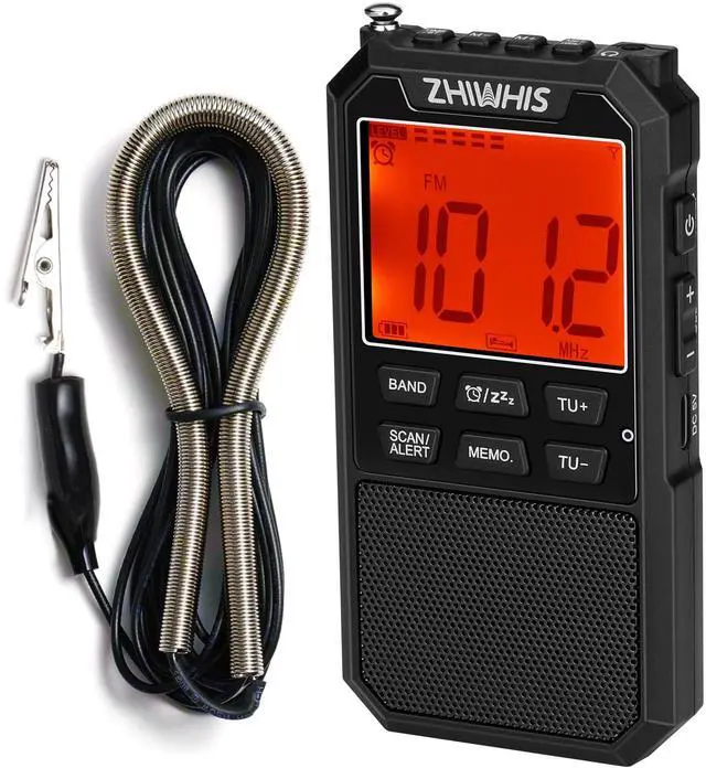 Main image of Portable Radio, AM FM Stereo SW NOAA Weather VHF Receiver with Alerts, Rechargeable DSP Pocket Radios with 9.85Ft Wire Antenna, 900mAh/396Presets/Alarm Clock/Sleep Timer for Walking ZWS-878