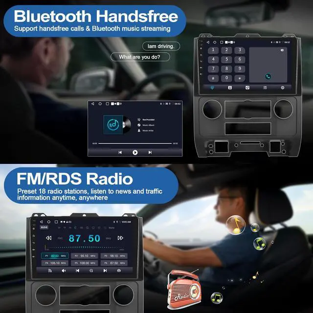 Alt view image 3 of 7 - 2G+64G Android 13 Car Stereo with Wireless Apple Carplay Android Auto for 2008-2012 Ford Escape Mazda Tribute 9 Inch Touchscreen Car Radio with GPS Navigation WiFi Bluetooth FM RDS HD Backup Camera
