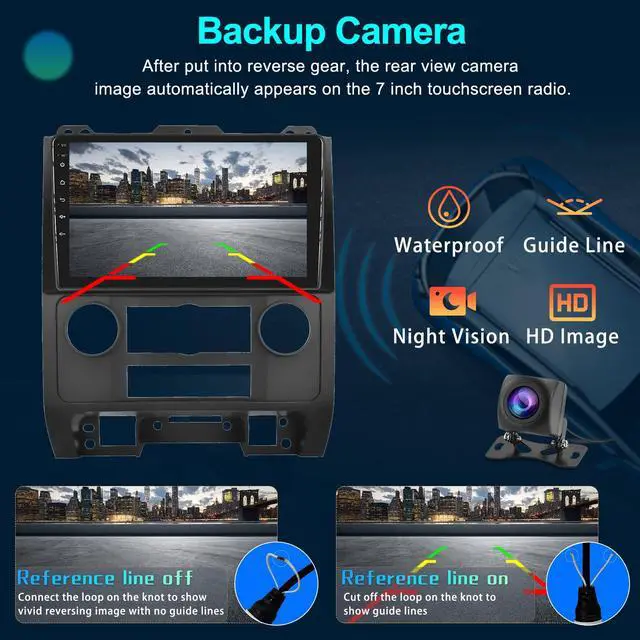 Alt view image 4 of 7 - 2G+64G Android 13 Car Stereo with Wireless Apple Carplay Android Auto for 2008-2012 Ford Escape Mazda Tribute 9 Inch Touchscreen Car Radio with GPS Navigation WiFi Bluetooth FM RDS HD Backup Camera