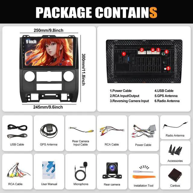 Alt view image 6 of 7 - 2G+64G Android 13 Car Stereo with Wireless Apple Carplay Android Auto for 2008-2012 Ford Escape Mazda Tribute 9 Inch Touchscreen Car Radio with GPS Navigation WiFi Bluetooth FM RDS HD Backup Camera