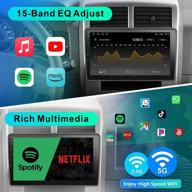 Alt view image 7 of 7 - Radio 64G for Jeep Wrangler JK 2007-2018 with Wireless CarPlay/Android Auto