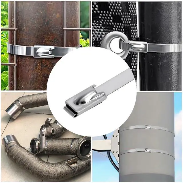 Alt view image 2 of 7 - 100PCS Metal Cable Zip Ties Heavy Duty 24 Inch Long Stainless Steel ZipTies 270LBS Tensile Strength Steel Wire Ties Multi-Purpose Self-Locking Metal Wrap Ties for Indoor and Outdoor