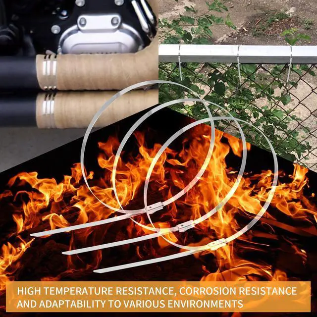 Alt view image 6 of 7 - 100PCS Metal Cable Zip Ties Heavy Duty 24 Inch Long Stainless Steel ZipTies 270LBS Tensile Strength Steel Wire Ties Multi-Purpose Self-Locking Metal Wrap Ties for Indoor and Outdoor