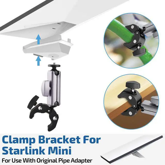 Alt view image 2 of 7 - Starlink Mini Mount Adjustable Clamp Accessories for Starlink Mini | Fits 2.25CM Poles, Ideal for RV Ladders, Roof Racks, Vans, Boats, Campers, and Outdoor Use