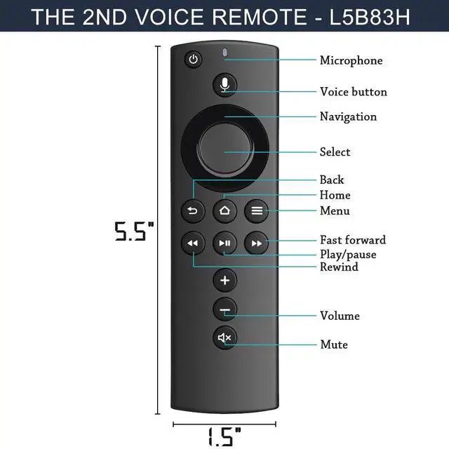 Alt view image 4 of 4 - TV Remote Control Replacement for L5B83H Stick 2nd Gen, Remote Control LY73PR E9L29Y with Voice(Include TV Control) (Black)