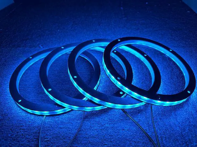 Main image of 4PCS 6.5" RGB Multiple Changing Car LED Speaker Ring Light Kit Colors Shift Coxial Lights Spacer Ring Light Bluetooth App & Remote Control