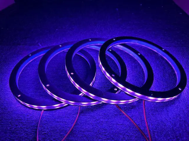 Alt view image 3 of 7 - 4PCS 6.5" RGB Multiple Changing Car LED Speaker Ring Light Kit Colors Shift Coxial Lights Spacer Ring Light Bluetooth App & Remote Control