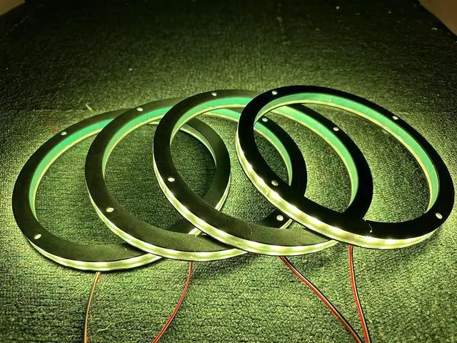 Alt view image 5 of 7 - 4PCS 6.5" RGB Multiple Changing Car LED Speaker Ring Light Kit Colors Shift Coxial Lights Spacer Ring Light Bluetooth App & Remote Control