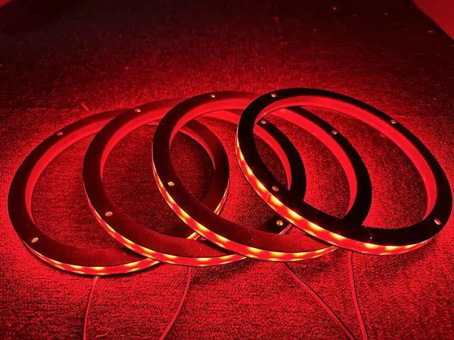 Alt view image 4 of 7 - 4PCS 6.5" RGB Multiple Changing Car LED Speaker Ring Light Kit Colors Shift Coxial Lights Spacer Ring Light Bluetooth App & Remote Control