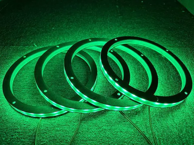 Alt view image 2 of 7 - 4PCS 6.5" RGB Multiple Changing Car LED Speaker Ring Light Kit Colors Shift Coxial Lights Spacer Ring Light Bluetooth App & Remote Control