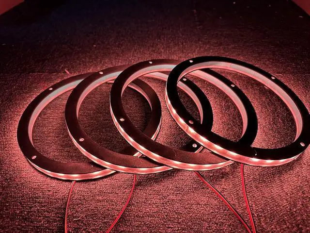 Alt view image 6 of 7 - 4PCS 6.5" RGB Multiple Changing Car LED Speaker Ring Light Kit Colors Shift Coxial Lights Spacer Ring Light Bluetooth App & Remote Control