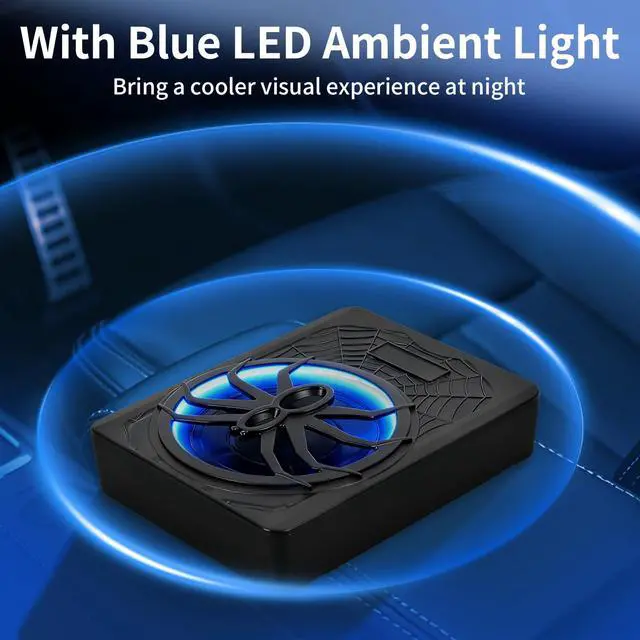 Alt view image 4 of 7 - 10" Slim Car Subwoofer 1200W Underseat Powered Subwoofer Car Audio Subs for Trucks Active Bass Speaker for Car Built-in Amplifier with Blue LED Ambient Light Low & High Level Inputs