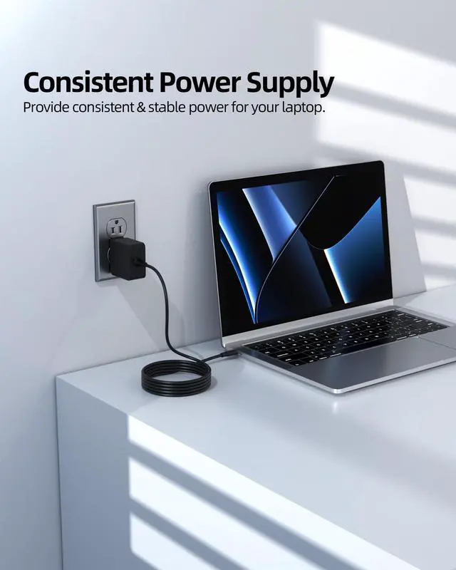 Alt view image 6 of 7 - 45W USB C Charger Fit for Samsung Chromebook 4 4+ XE310XBA XE350XBA XE513C24 XE520QAB XE521QAB W16-030N1A PA-1300-87 Type C Laptop