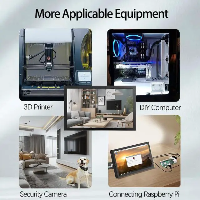 Alt view image 6 of 7 - HD Monitor 7 Inch Type-C/DC/AV/VGA Display HDMI LCD 1024 * 600 High Resolution for Raspberry Pi 4/3 Model B/3B+/BB Black/Banana Pi,Work as Computer Monitor for Windows 10/8.1/8/7, EM713-D