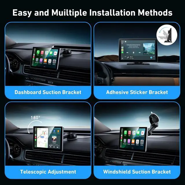 Alt view image 7 of 7 - 9" Wireless Carplay Screen with 4K Dash Cam & 1080P Backup Cam | Android Auto Screen, OTA Updates, GPS, Voice Control, BT, FM, Mirror Link, Easy Install, Fits All Cars