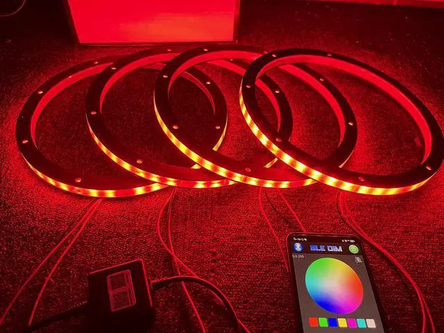 Alt view image 3 of 7 - Sando Tech 4PCS 6.5'' RGB Changing Car LED Speaker Ring Lights Decorative Light Kit Multiple Color Shift Spacer Ring Light Coaxial Speaker Lights Bluetooth APP Control