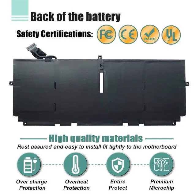 Alt view image 5 of 7 - 52Wh 722KK Laptop Battery Replacement for Dell XPS 13 9300 9310 9380 (2020) P117G002 P117G001 P117G Series 02XXFW 2XXFW FP86V 0WN0N0 7.6V 6800mAh